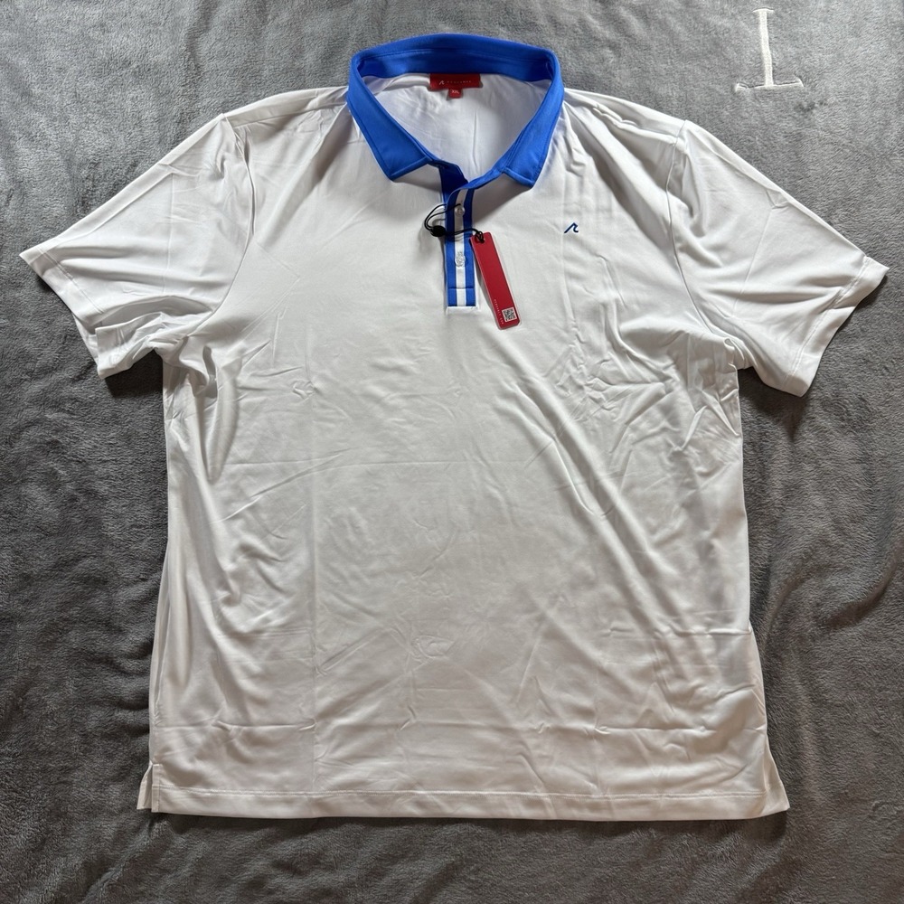 NWT‎ Redvanly Polo Shirt Mens XXL Bright White Monroe Performance Golf Stretch